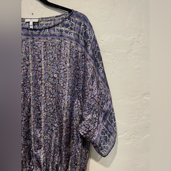 Joie Purple & Gold Silk Blouse - Picture 5 of 10